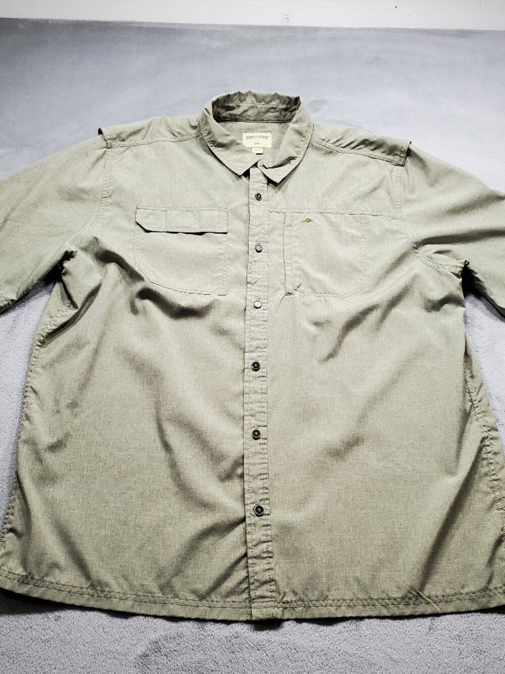 Rustic Ridge Button Up Vented Outdoorsman Shirt Olive Green Men Sz 2XL